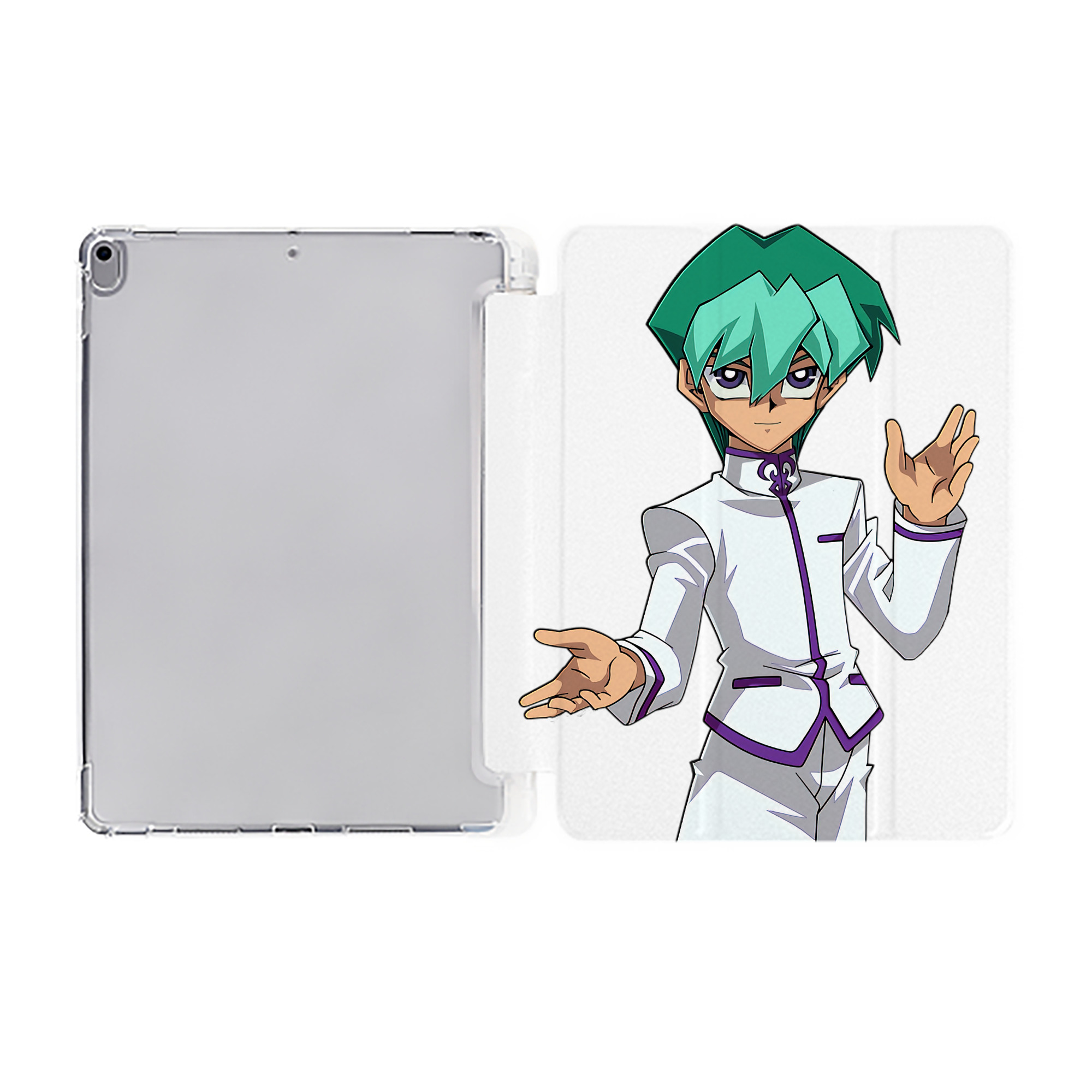 （画像用） 遊☆戯☆王 Yu-Gi-Oh! IPad ケース ペン収納付き 三つ折りスタンド PUレザー×シリコン 対応機種9.5/10.5/10.9インチ